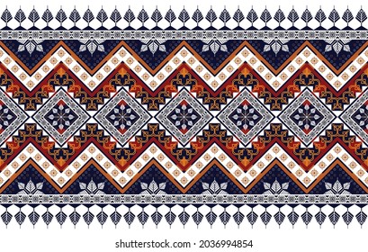 Geometric ethnic pattern. Aztec fabric carpet mandala ornament boho chevron textile decoration. Tribal turkey African Indian native traditional embroidery oriental vector illustrations background 