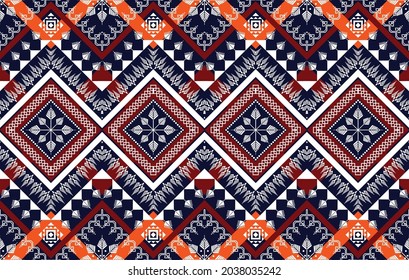 Geometric ethnic pattern. Aztec fabric carpet mandala ornament boho chevron textile decoration. Tribal turkey African Indian native traditional embroidery oriental vector illustrations background 
