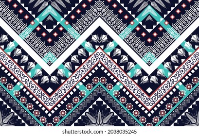 Patrón étnico geométrico. Moqueta de tela azteca mandala adorno boho chevron decoración textil. Tradición tribal de pavo africano nativo indio tradicional bordado ilustraciones de vector orientales fondo 