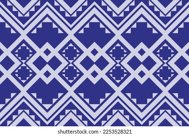 Geometric ethnic pattern blue and white traditional Design for background,carpet,wallpaper,clothing,wrapping,fabric,Vector illustration.embroidery style.