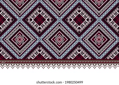 Geometric ethnic pattern. carpet, wallpaper, clothing, wrapping, batik, fabric, Vector illustration embroidery style.