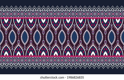 Geometric ethnic pattern for carpet, wallpaper, clothing, wrapping, batik, fabric, Vector illustration embroidery style.