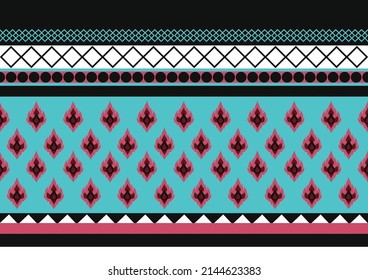 Geometric ethnic pattern, color oriental. Design for fabric,curtain background or Ikat Design,carpet,wallpaper,clothing,wrapping, Batik, Vector illustration, pattern. fashion fabric pattern concept