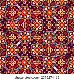 Geometric ethnic pattern, Cross Stitch, Pixel pattern, Design for clothing, fabric, background, wallpaper, wrapping, batik, Knitwear, Embroidery style, Aztec geometric art ornament print