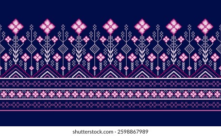 Geometric ethnic pattern decorative background. traditional style. flower design. for decoration, home decor, curtain, fabric, clothing. embroidery style.