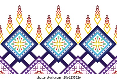 Geometric ethnic pattern design. Aztec fabric carpet mandala ornament boho chevron textile decoration wallpaper. Tribal turkey African Indian traditional embroidery vector illustrations background.