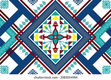 Diseño de patrones étnicos geométricos. Moqueta de tela azteca mandala adorno boho chevron decoración textil papel de pared. Antecedentes del vector tradicional del bordado del pavo tribal africano 