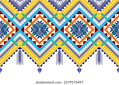 Geometric ethnic pattern design. Aztec fabric carpet mandala ornament chevron textile decoration wallpaper.