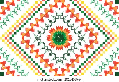 Geometric ethnic pattern design for background, carpet, fabric, clothing, wrapping, textile, native, detail, wallpaper vector illustrations. Ikat Indian traditional embroidery ornament orientalist.