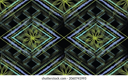 Geometric ethnic pattern design for background or wallpaper.  for background,carpet,wallpaper,clothing,wrapping,Batik,fabric,Vector illustration.embroidery style.