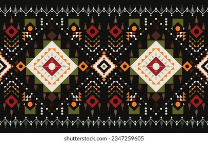 Geometric ethnic pattern design. Design for background, wallpaper, fabric, clothing, carpet, scarf, rug and wrapping. Native American motifs pattern. Designing tribal patterns with retro colors.