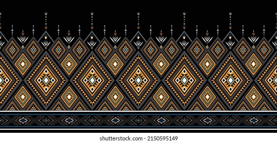 Geometric Ethnic pattern design for background,carpet,wallpaper,clothing,sarong,wrapping,Batik,fabric,Vector illustration.embroidery style.