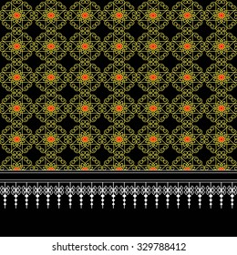Geometric Ethnic pattern design for background,carpet,wallpaper,clothing,sarong,wrapping,Batik,fabric,Vector illustration.embroidery style.