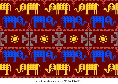 Geometric Ethnic pattern design for background,carpet,wallpaper,clothing,wrapping,Batik,fabric,Vector illustration.embroidery style.