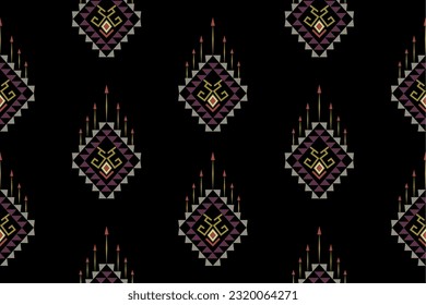 Diseño de patrones geométricos étnicos para fondo, alfombra, papel pintado, ropa, envoltura,Batik,tela,Ilustración vectorial.estilo bordado.