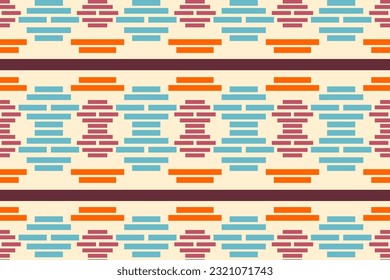 Diseño de patrones geométricos étnicos para fondo, alfombra, papel pintado, ropa, envoltura,Batik,tela,Ilustración vectorial.estilo bordado.