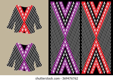 Geometric Ethnic pattern design for background,carpet,wallpaper,clothing,wrapping,Batik,fabric,Vector illustration.embroidery style.