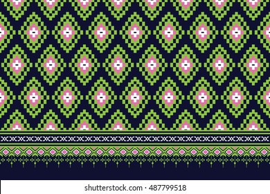 Geometric Ethnic pattern design for background,carpet,wallpaper,clothing,wrapping,Batik,fabric,Vector illustration.embroidery style.