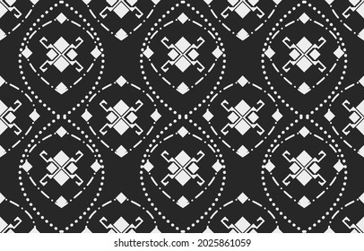 Geometric  ethnic pattern Design in black and white color.  for background or  embroidery   wallpaper and clothing.