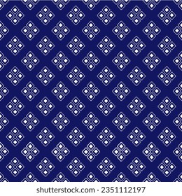 Geometrisches ethnisches Muster, blau-weiß, wiederholbar und nahtlos für Textilien, Tuch, Schal, Teppich oder andere.