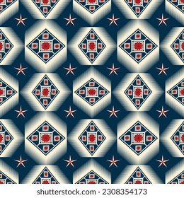Diseño de patrones geométricos étnicos para alfombras, ropa, tela, batik, ropa de punto, bordado, Ikkat, patrón de píxeles.