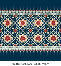 Geometric ethnic pattern design for carpet, clothing, fabric, batik, knitwear, embroidery, Ikkat, pixel pattern.