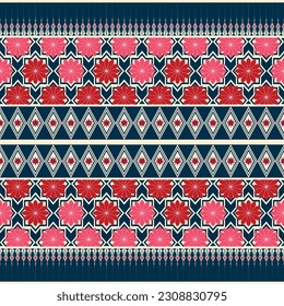 Geometric ethnic pattern design for carpet, clothing, fabric, batik, knitwear, embroidery, Ikkat, pixel pattern.