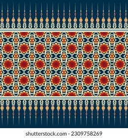 Diseño de patrones geométricos étnicos para alfombras, ropa, tela, batik, ropa de punto, bordado, Ikkat, patrón de píxeles.