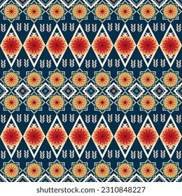Geometric ethnic pattern design for carpet, clothing, fabric, batik, knitwear, embroidery, Ikkat, pixel pattern.
