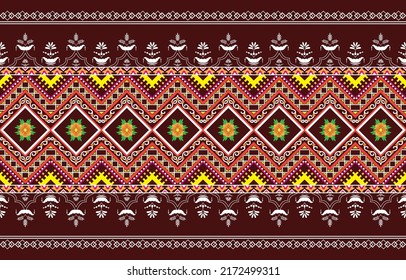 Patrón étnico geométrico. Diseño para tela, cortina, fondo, alfombra, papel pintado, ropa, envoltura, Batik, tela, ilustración vectorial. 