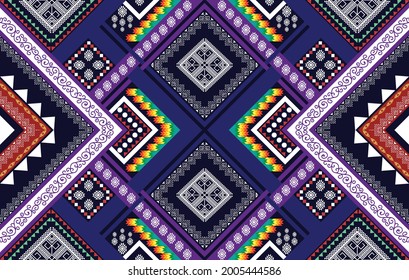 Diseño de patrones étnicos geométricos. Ikat alfombra de tela azteca mandala adorno nativo tribal boho chevron decoración textil papel tapiz. Fondo vectorial de textura de bordado tradicional oriental.