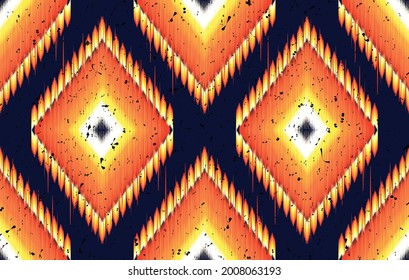 Geometric ethnic pattern design. Ikat Aztec fabric carpet mandala ornament boho chevron textile decoration wallpaper. Native Indian tribal traditional embroidery vector illustrations background.