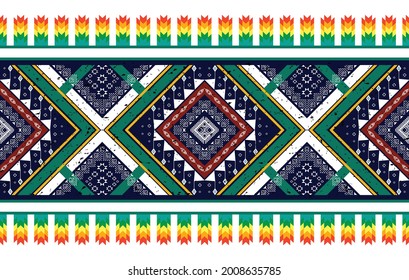 Geometric ethnic pattern design. Ikat Aztec fabric carpet mandala ornament boho chevron textile decoration wallpaper. Native Indian tribal traditional embroidery vector illustrations background.