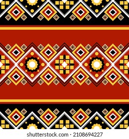 Diseño de patrones geométricos étnicos con fondo rojo para papel decorativo 