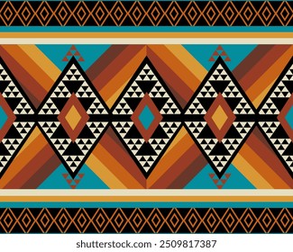 Geometric ethnic pattern with diamond shape. Tribal abstract textile.