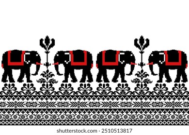 Padrão étnico geométrico . Ponto de cruz de elefante. Design para bordado bordado tecido étnico bordado ornamentação têxtil. Mão costurado pattern.Text, Vestuário, Malha, Vintage