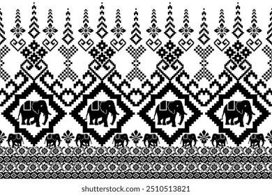 Padrão étnico geométrico . Ponto de cruz de elefante. Design para bordado bordado tecido étnico bordado ornamentação têxtil. Mão costurado pattern.Text, Vestuário, Malha, Vintage