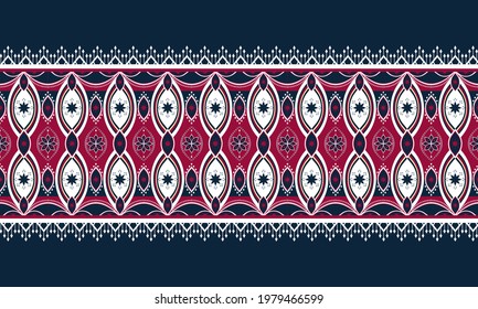 Geometric ethnic pattern embroidery. carpet, wallpaper, clothing, wrapping, batik, fabric, Vector illustration embroidery style.