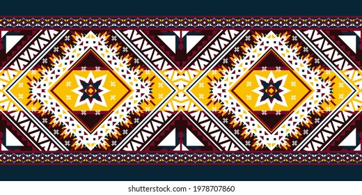 Geometric ethnic pattern embroidery .carpet,wallpaper,clothing,wrapping,batik,fabric,Vector illustration embroidery style.