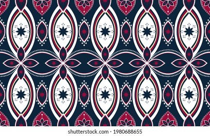 Geometric ethnic pattern embroidery .carpet,wallpaper,clothing,wrapping,batik,fabric,Vector illustration embroidery style.