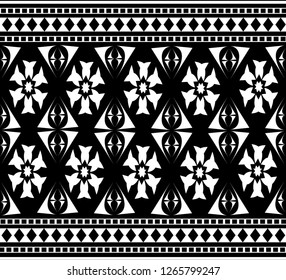 Geometric ethnic pattern embroidery design for background or wallpaper and clothing.