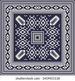 Geometric ethnic pattern embroidery design for background or wallpaper and clothing.