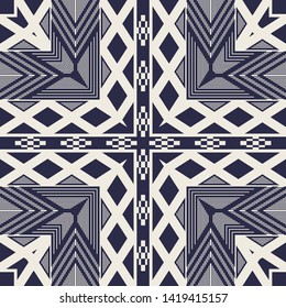 Geometric ethnic pattern embroidery design for background or wallpaper and clothing.