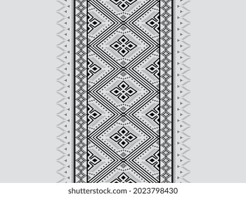 Geometric ethnic pattern embroidery design for background or wallpaper and clothing,skirt,carpet,wallpaper,clothing,wrapping,Batik,fabric,clothes, Black and white triangle Vector, illustration.eps