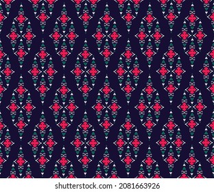 Geometric ethnic pattern embroidery design for background or wallpaper and clothing.