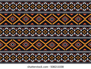 Geometric ethnic pattern embroidery design for background or wallpaper and clothing.