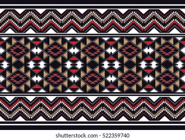 Geometric ethnic pattern embroidery design for background or wallpaper and clothing.