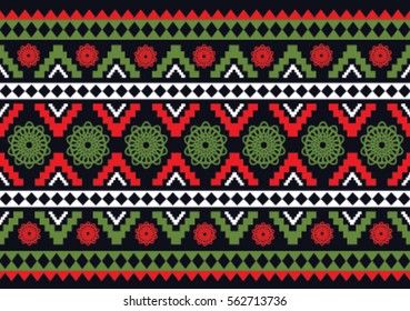 Geometric ethnic pattern embroidery design for background or wallpaper and clothing.