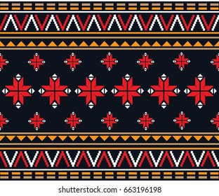 Geometric ethnic pattern embroidery design for background or wallpaper and clothing.