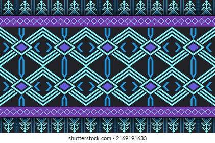 Geometric ethnic pattern, Embroidery handcraft motif background, Vector continuous ikat retro art